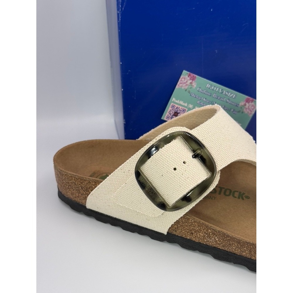 Birkenstock Gizeh Big Buckle Eggshell Canvas Sandals Womens Size 11 NWOB - Picture 3 of 7
